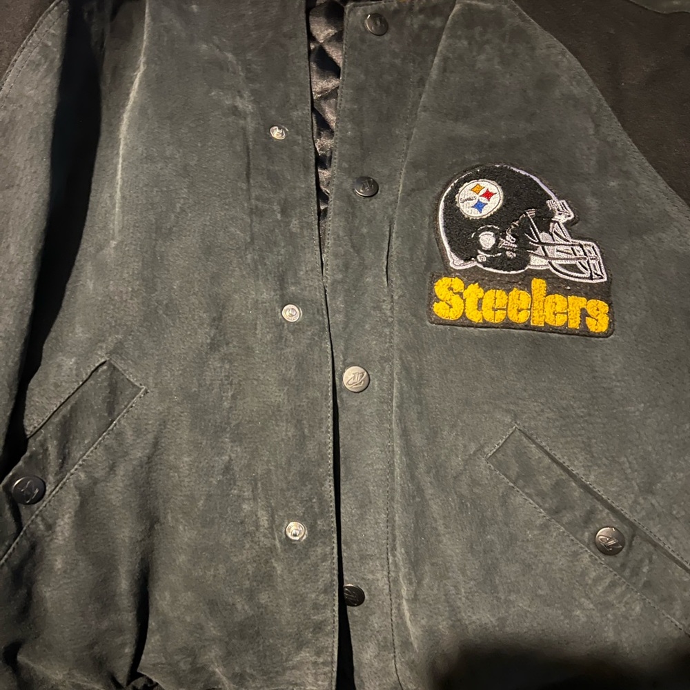 Worn once been hanging the closet men’s part suede jacket